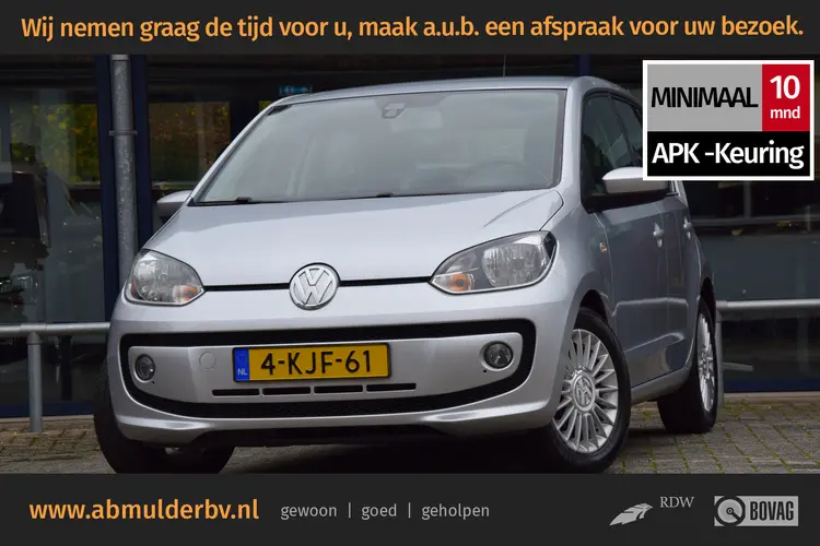 Volkswagen up! 1.0 high up! BlueMotion 5Deurs | Org. NL | APK 2-2027 | 15'' Velgen Met All Season Banden | Airconditioning | Uitneembaar Navigatiesysteem | Centrale Vergrendeling |