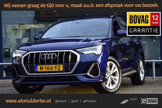 Audi Q3 35 TFSI S edition S-Tronic Automaat | Org. NL | BOVAG Garantie | Trekhaak | Virtual Cockpit | Full LED | Sportstoelen | Camera | Apple Carplay/Android Auto | Elektrische Kofferklep | 18'' Velgen |