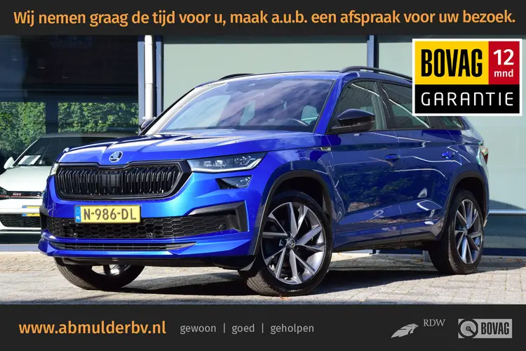 Skoda Kodiaq 1.5 TSI 150PK Sportline Business DSG Automaat | Orgineel NL | BOVAG Garantie | Trekhaak | Facelift | Panoramadak | Cruise control adaptief | File assistent | Rijstrooksensor | Voorstoelen verwarmd