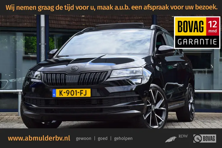 Skoda Karoq 2.0 TSI 4x4 Sportline Business DSG Automaat | BOVAG Garantie | Unieke Auto! | Trekhaak | Panoramadak | Camera | Adaptive Cruise Control | 19'' Velgen | Stoelverwarming | Canton |