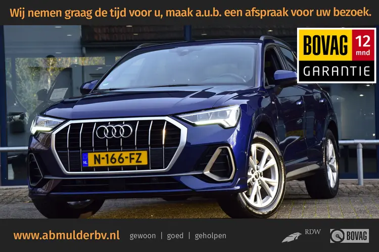 Audi Q3 35 TFSI S edition S-Tronic Automaat | Org. NL | BOVAG Garantie | Virtual Cockpit | Full LED | Sportstoelen | Camera | Apple Carplay/Android Auto | Elektrische Kofferklep | 18'' Velgen |
