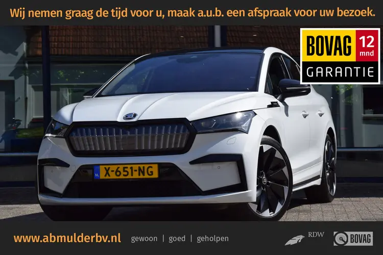 Skoda Enyaq Coupe 60 Sportline 180PK | Rijklaar incl. BOVAG Garantie | SOH 91,81% | Org. NL | Trekhaak | Panoramadak | Stoelverwarming | Apple Carplay/Android Auto | Velgen 21'' | El. Kofferklep |